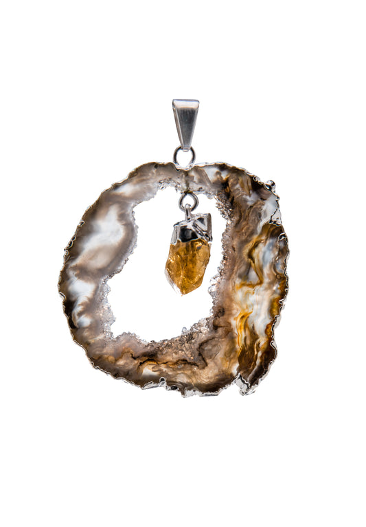 Chapa de Geodo com Ponta de Citrino com Balanço